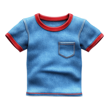Blue T-Shirt with Red Trim on Transparent Background png