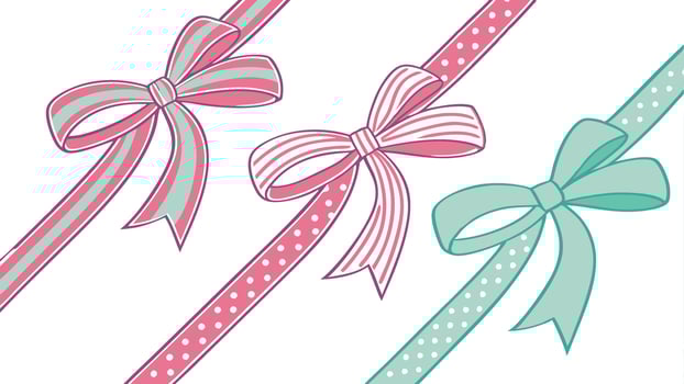 Cute Pastel Bows and Ribbons for Gift Wrapping vector
