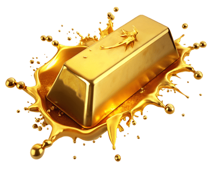 Melting Gold Bar in Cascading Gold Splash png