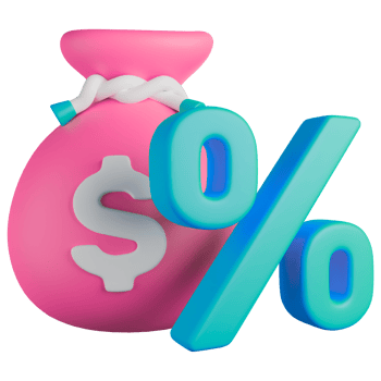 Money bag icon with percentage sign png