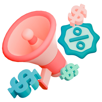 A pink megaphone with dollar signs and dollar signs png