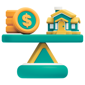 House and dollar coin on balance png