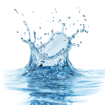 Clear blue water splash against white background, motion captured mid-air, isolated design concept png