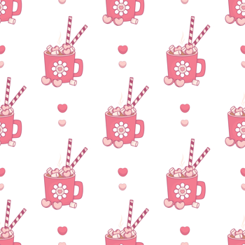 Seamless pattern Festive cup Hot Cocoa with Marshmallows png