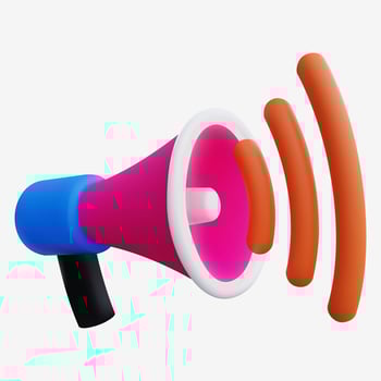 3D Megaphone Icon with Sound Waves for Marketing and Promotions vector