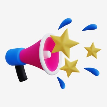 3D Pink Megaphone Icon with Sparkle Stars for Promotions and Announcements vector