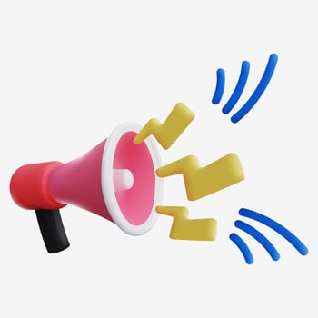 3D Yellow Megaphone Icon with Lightning Bolts for Alerts and Announcements vector