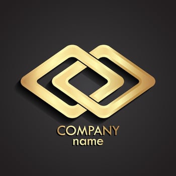 3d gold double square logo vector
