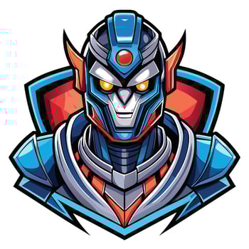 a cartoon robot head with red eyes vector