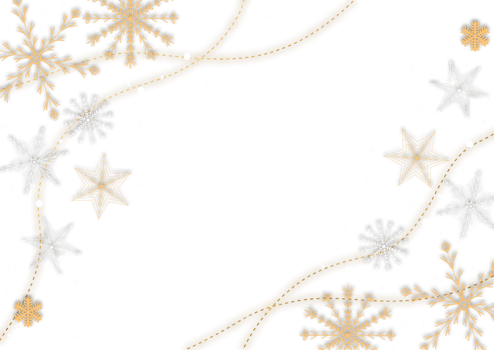 A black and gold christmas border with snowflakes png