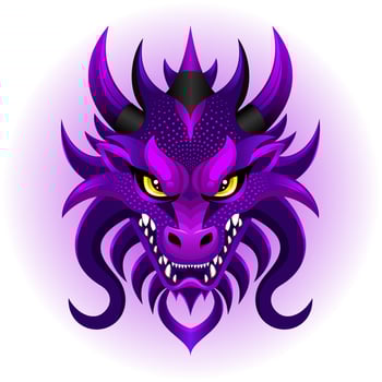 Majestic Fantasy Purple Dragon Head Design vector