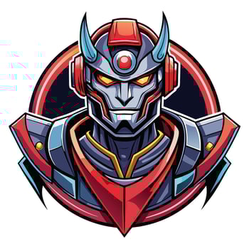 a robot character with red eyes and horns vector