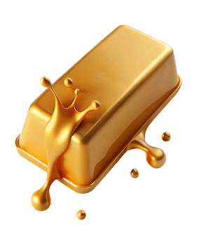 Melted Gold Bar with Cascading Gold Splash png