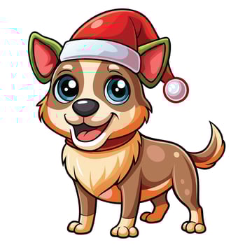 a cartoon dog wearing a santa hat vector