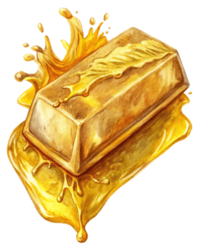 Gold Bar Melting with Explosive Gold Splash png