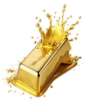 Melting Gold Bar with Luxurious Gold Splash png