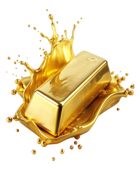 Molten Gold Bar with Splashing Gold Effect png
