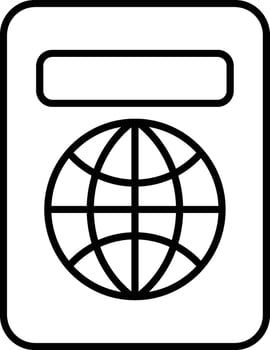 Black Passport Outline Icon for Traveling vector