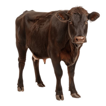 a brown cow standing on a transparent background png