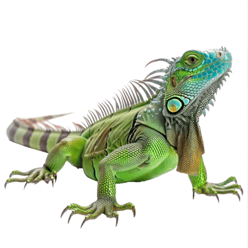Green Iguanas pet side view full body isolate on white background png