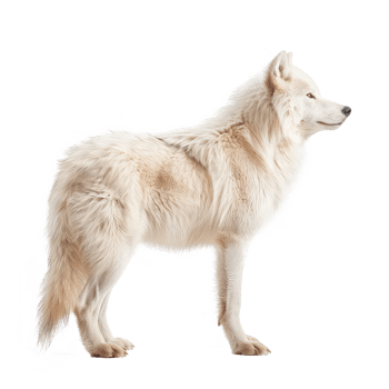 white wolf standing on a transparent background png