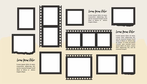 abstract photo frames and digital photo wall template vector