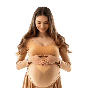 pregnant woman with heart shape on stomach png