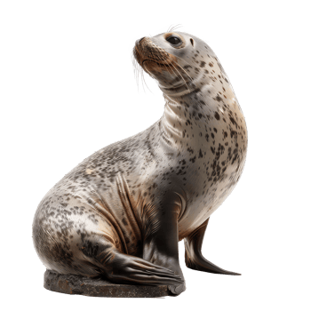 a seal sitting on a rock, isolated on a transparent background png