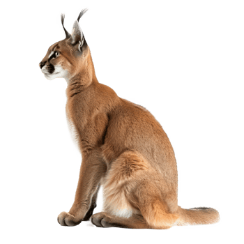 caracal sitting isolate on a transparent background png