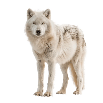 an arctic wolf standing on a white background png