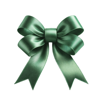 Green Satin Bow Isolated on Transparent Background png