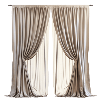 Modern Curtains front view full length isolate on white background, png