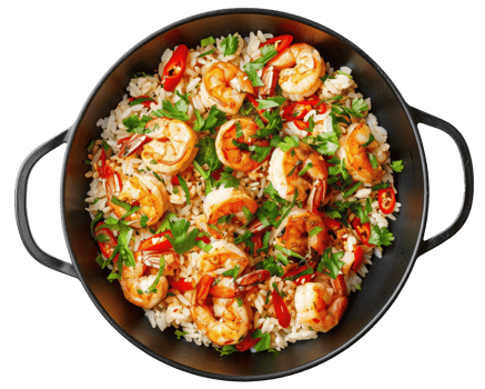 Rice with shrimps isolated on transparent background png