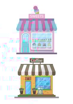 Sweets and cafe building icon isolated on white background. Food and drink concept. vector