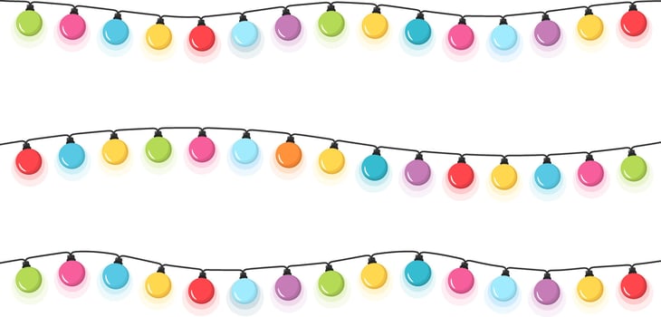 Colorful round Christmas lights, white background vector