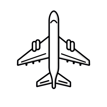 Bold Airplane Icon with Thick Lines and Clear Wing Silhouette png