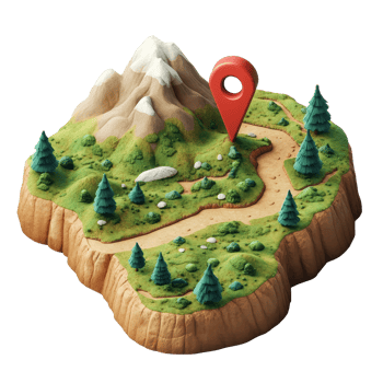 Hiking Icon with Trail Marker Symbolizing and Adventure in a Scenic Wilderness Landscape png