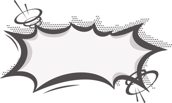 Manga speech bubble. Comic text frame with pop art halftone dotted effect. Balloon chat shape for dialog. Cloud for shock shout and scream messages. Irregular decoration png