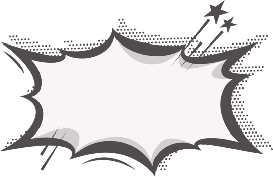Manga speech bubble for text. Comic frame with pop art halftone dotted effect. Balloon chat shape for dialog. Cloud for shock shout and scream action messages. Irregular cartoon decoration png