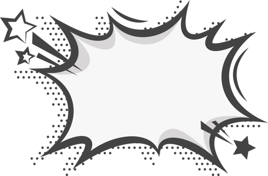 Manga speech bubble. Comic frame for text with pop art halftone dotted effect. Balloon chat shape for dialog. Cloud for shock shout and scream action messages. Irregular cartoon decoration png