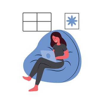 Illustration of Woman Working on Laptop at Home vector