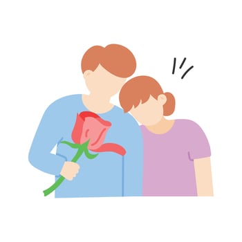 A couple exchanging flowers, symbolizing love and gratitude vector