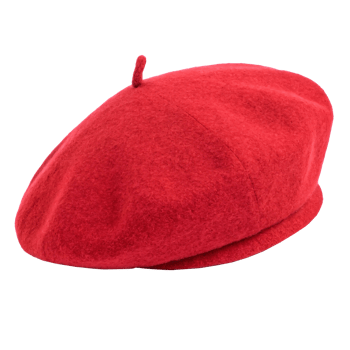 Red wool beret on transparent background. png