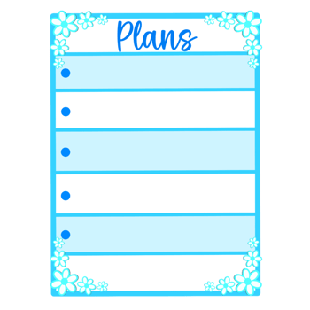 Blue floral planner template, Blue notes, Plans png