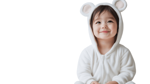 Cute and Cozy Child in Animal Onesie Pajama Perfect for Sleepovers and Cozy Home Days. png