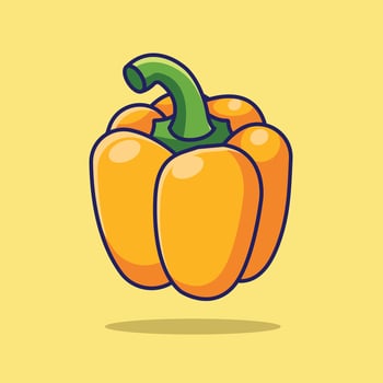 Yellow Bell Pepper Paprika Cartoon Icon Illustration. Food Nature Icon Concept Isolated Premium . Flat Cartoon Style vector