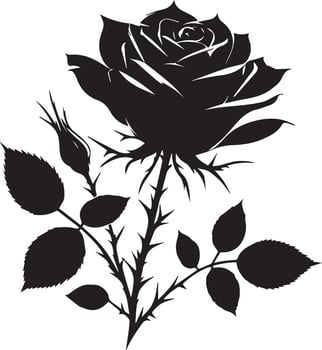 Elegant Black and White Rose Silhouette vector