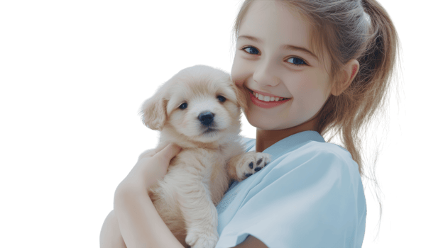 A Young Girl in a Veterinarian Uniform Holding a Small Animal, Perfect for Veterinary Practice Promotion and Pet Care Awareness Campaigns. png