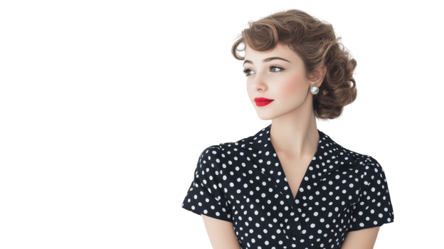Charming Vintage Style Polka Dot Dress for Women Perfect for Retro-Themed Events and Fashionable Gatherings. png
