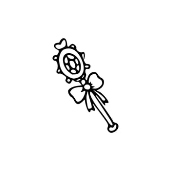 A drawing of a small toy with a bow on it vector